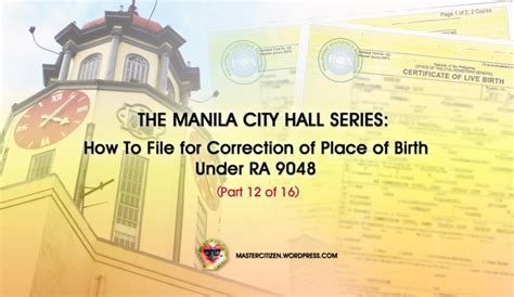 manila city hall requirements for correction of name|R.A. 9048 .
